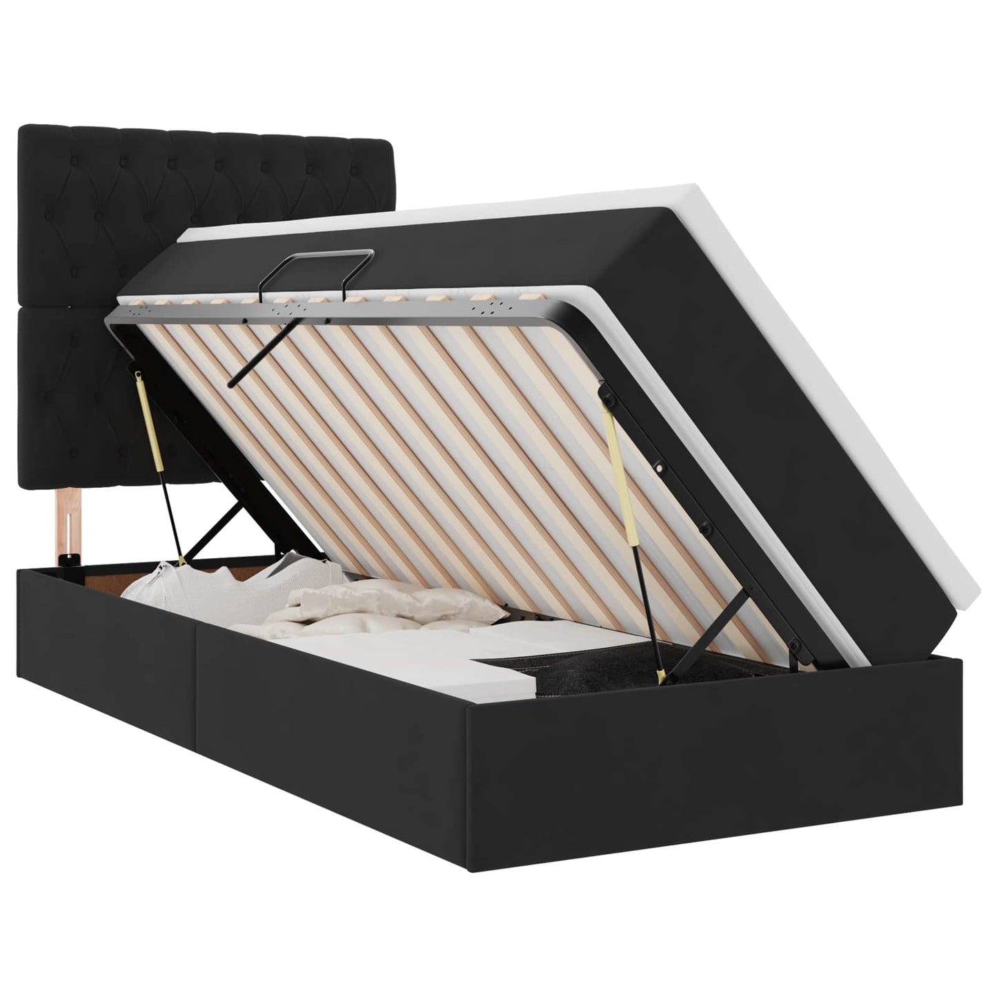 Letto con contenitore e materasso Nero 100 x 200 cm Velluto | homemem39