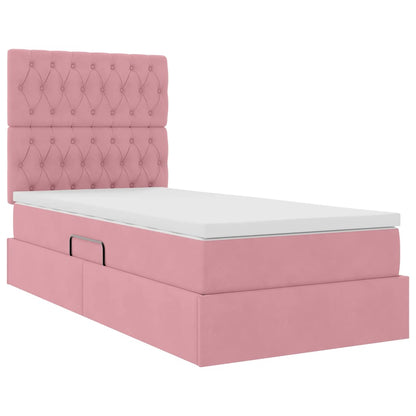 Letto con contenitore e materasso Rosa 100 x 200 cm Velluto | homemem39