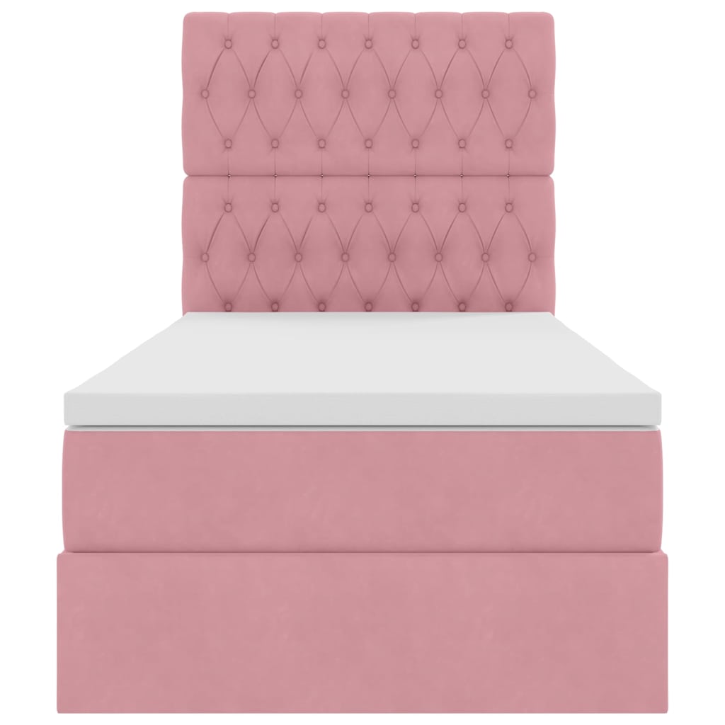 Letto con contenitore e materasso Rosa 100 x 200 cm Velluto | homemem39