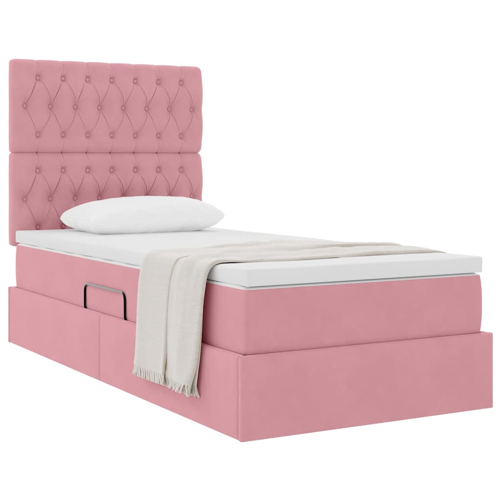 Letto con contenitore e materasso Rosa 100 x 200 cm Velluto | homemem39