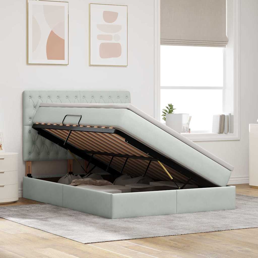 Letto con contenitore e materasso Grigio chiaro 140 x 190 cm | homemem39