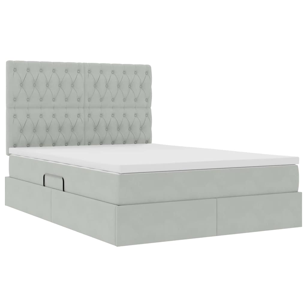 Letto con contenitore e materasso Grigio chiaro 140 x 190 cm | homemem39