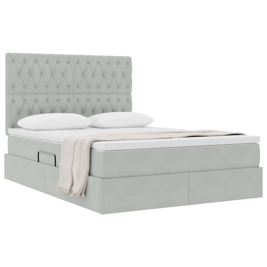 Letto con contenitore e materasso Grigio chiaro 140 x 190 cm | homemem39