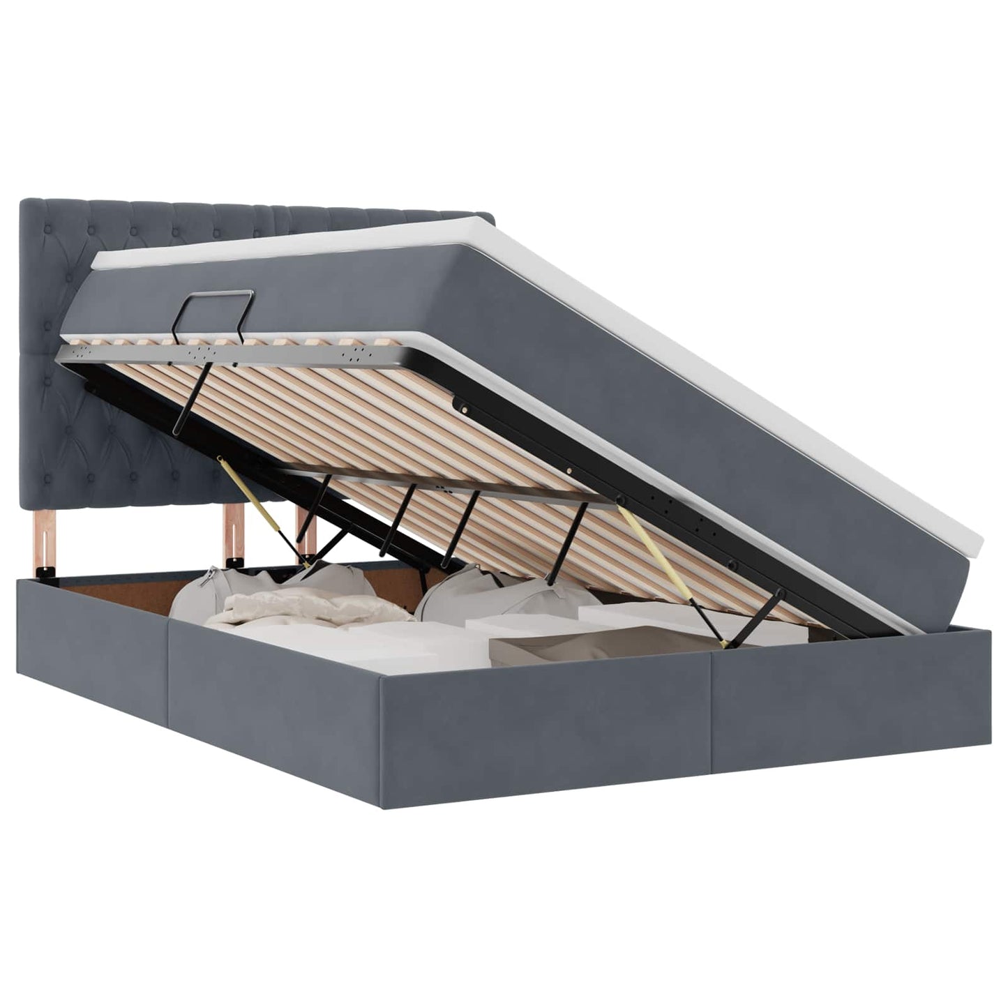 Letto con contenitore e materasso Grigio scuro 140 x 190 cm | homemem39