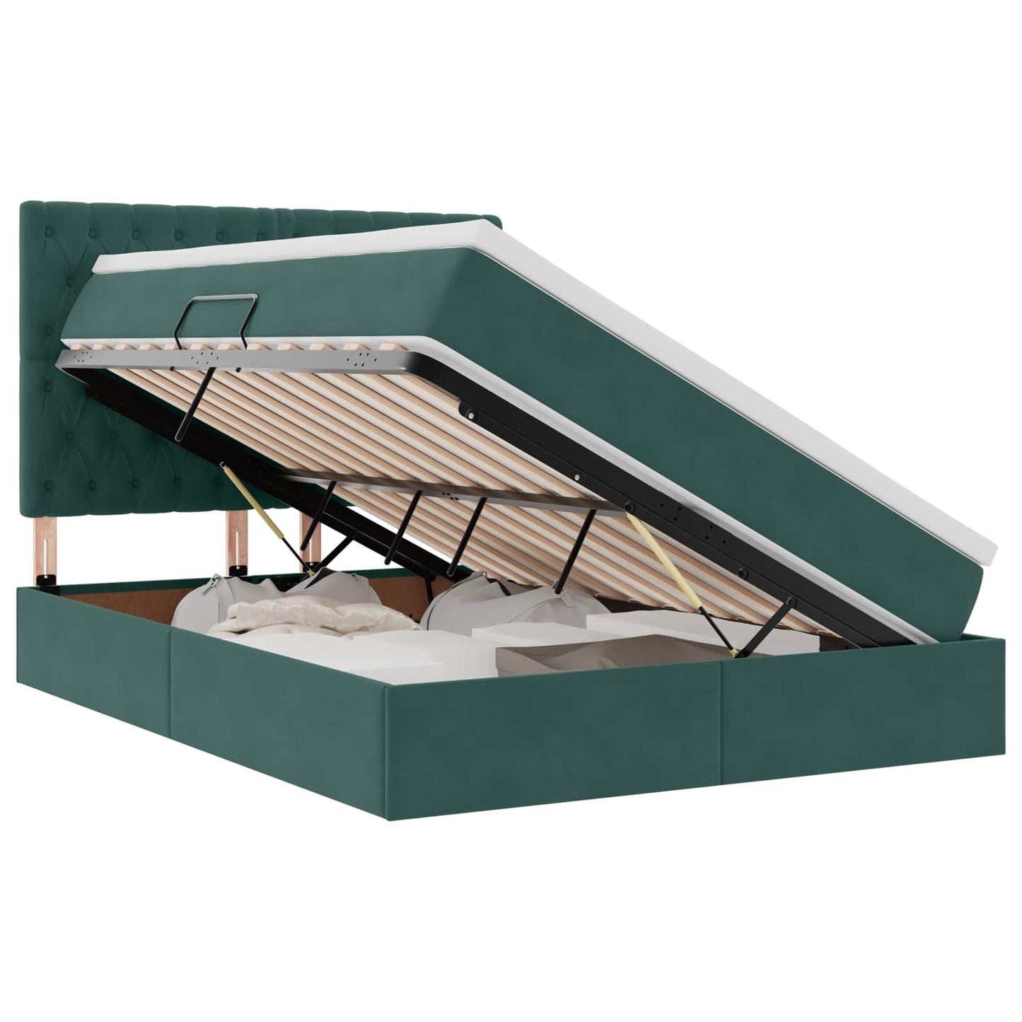 Letto con contenitore e materasso Verde Scuro 140 x 190 cm | homemem39