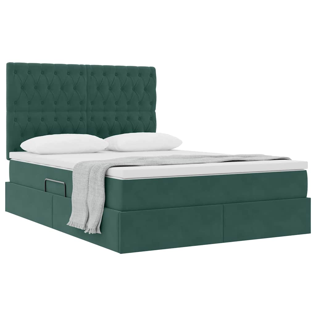 Letto con contenitore e materasso Verde Scuro 140 x 190 cm | homemem39