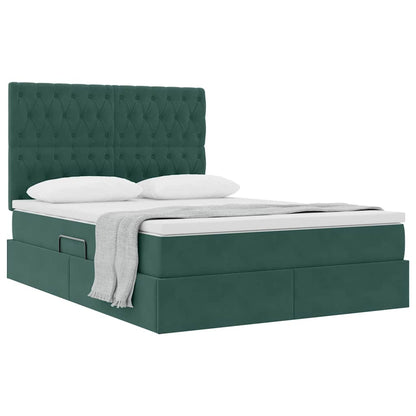 Letto con contenitore e materasso Verde Scuro 140 x 190 cm | homemem39
