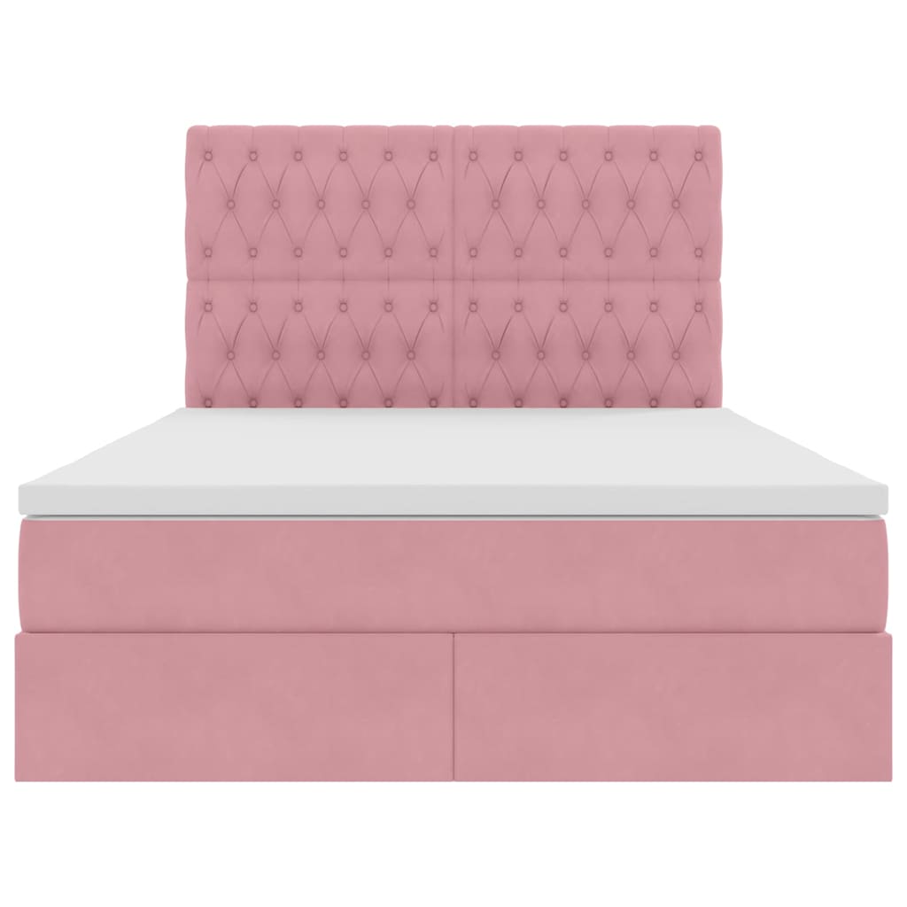 Letto con contenitore e materasso Rosa 140 x 190 cm Velluto | homemem39
