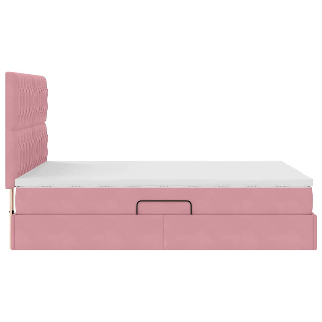 Letto con contenitore e materasso Rosa 140 x 190 cm Velluto | homemem39