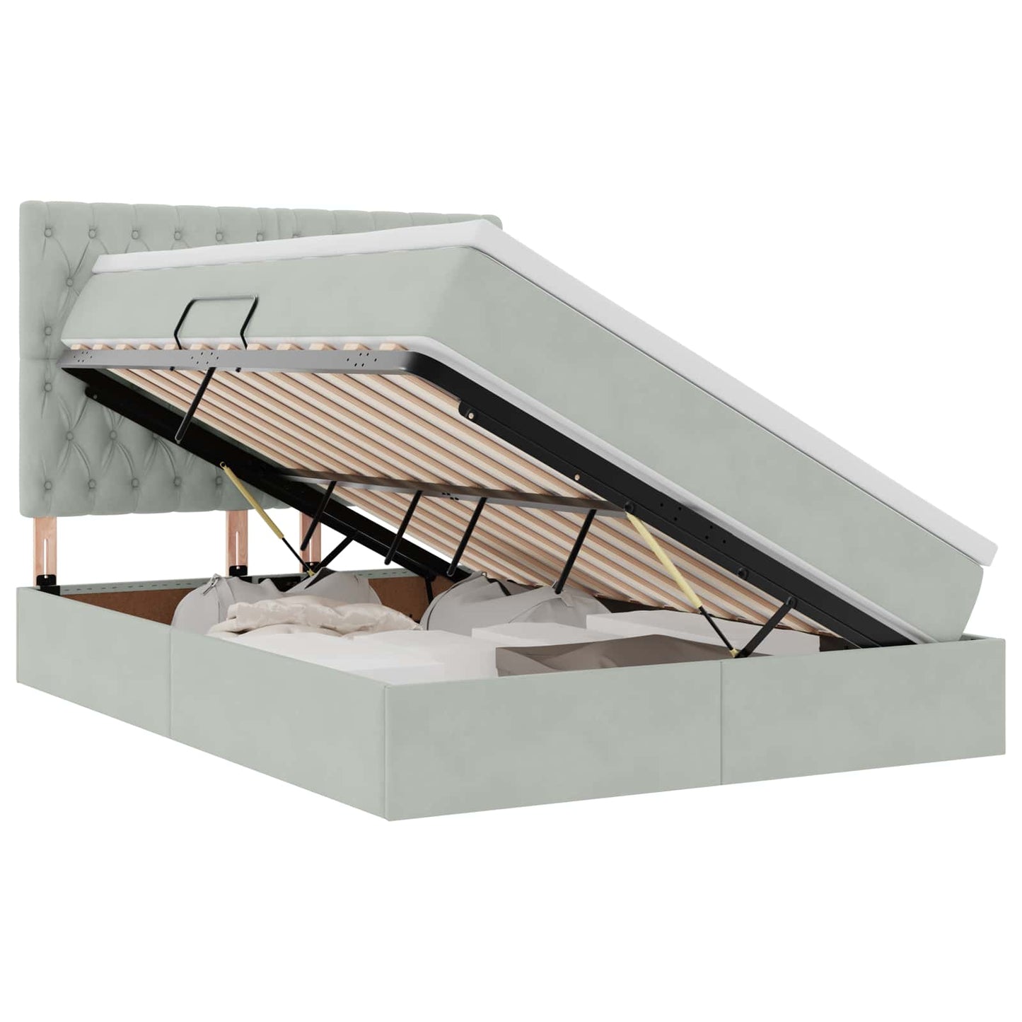 Letto con contenitore e materasso Grigio chiaro 140 x 200 cm | homemem39
