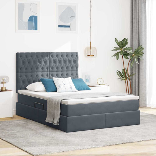 Letto con contenitore e materasso Grigio scuro 140 x 200 cm | homemem39