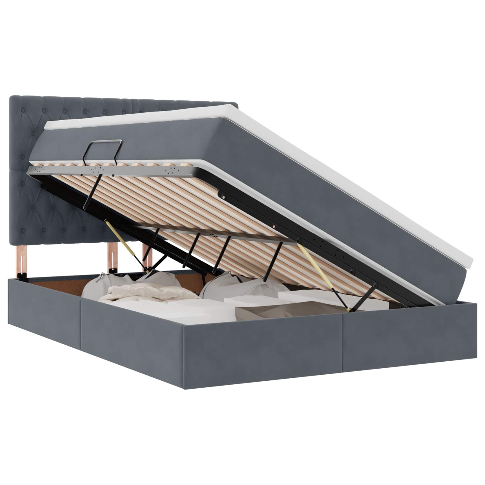 Letto con contenitore e materasso Grigio scuro 140 x 200 cm | homemem39