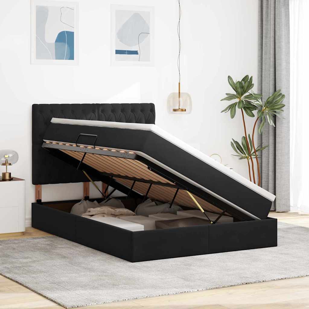 Letto con contenitore e materasso Nero 140 x 200 cm Velluto | homemem39