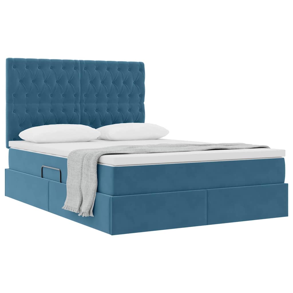 Letto con contenitore e materasso Blu Scuro 140 x 200 cm | homemem39