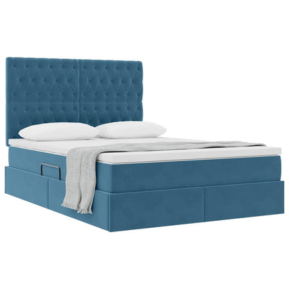 Letto con contenitore e materasso Blu Scuro 140 x 200 cm | homemem39