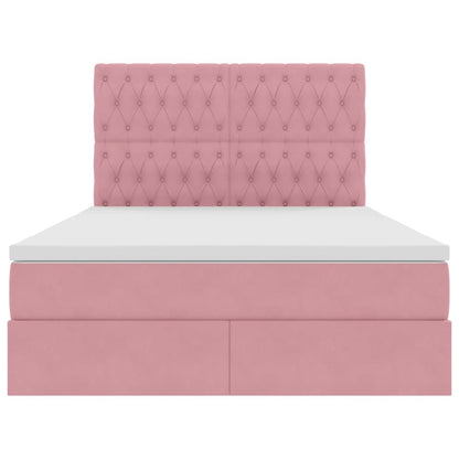 Letto con contenitore e materasso Rosa 140 x 200 cm Velluto | homemem39
