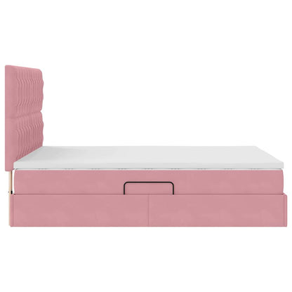 Letto con contenitore e materasso Rosa 140 x 200 cm Velluto | homemem39