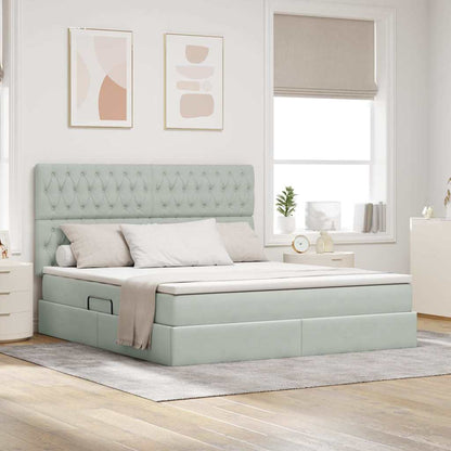Letto con contenitore e materasso Grigio chiaro 160 x 200 cm | homemem39