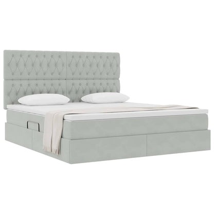 Letto con contenitore e materasso Grigio chiaro 160 x 200 cm | homemem39