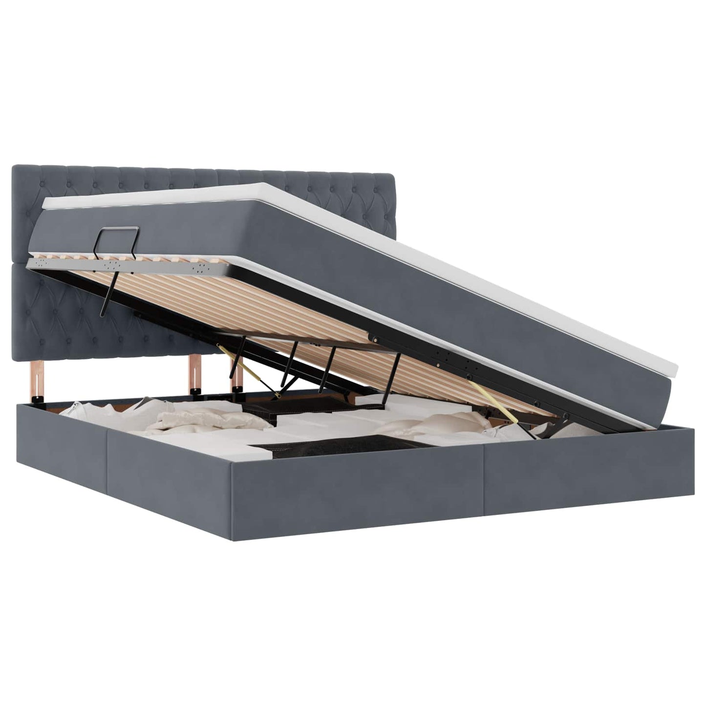 Letto con contenitore e materasso Grigio scuro 160 x 200 cm | homemem39