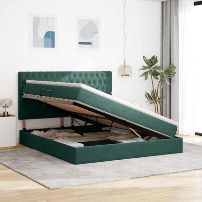 Letto con contenitore e materasso Verde Scuro 160 x 200 cm | homemem39