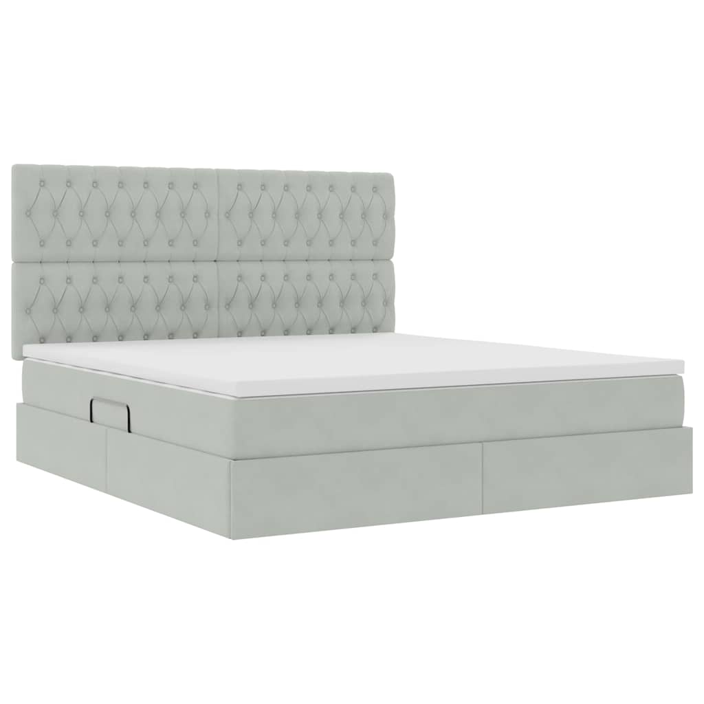 Letto con contenitore e materasso Grigio chiaro 180 x 200 cm | homemem39