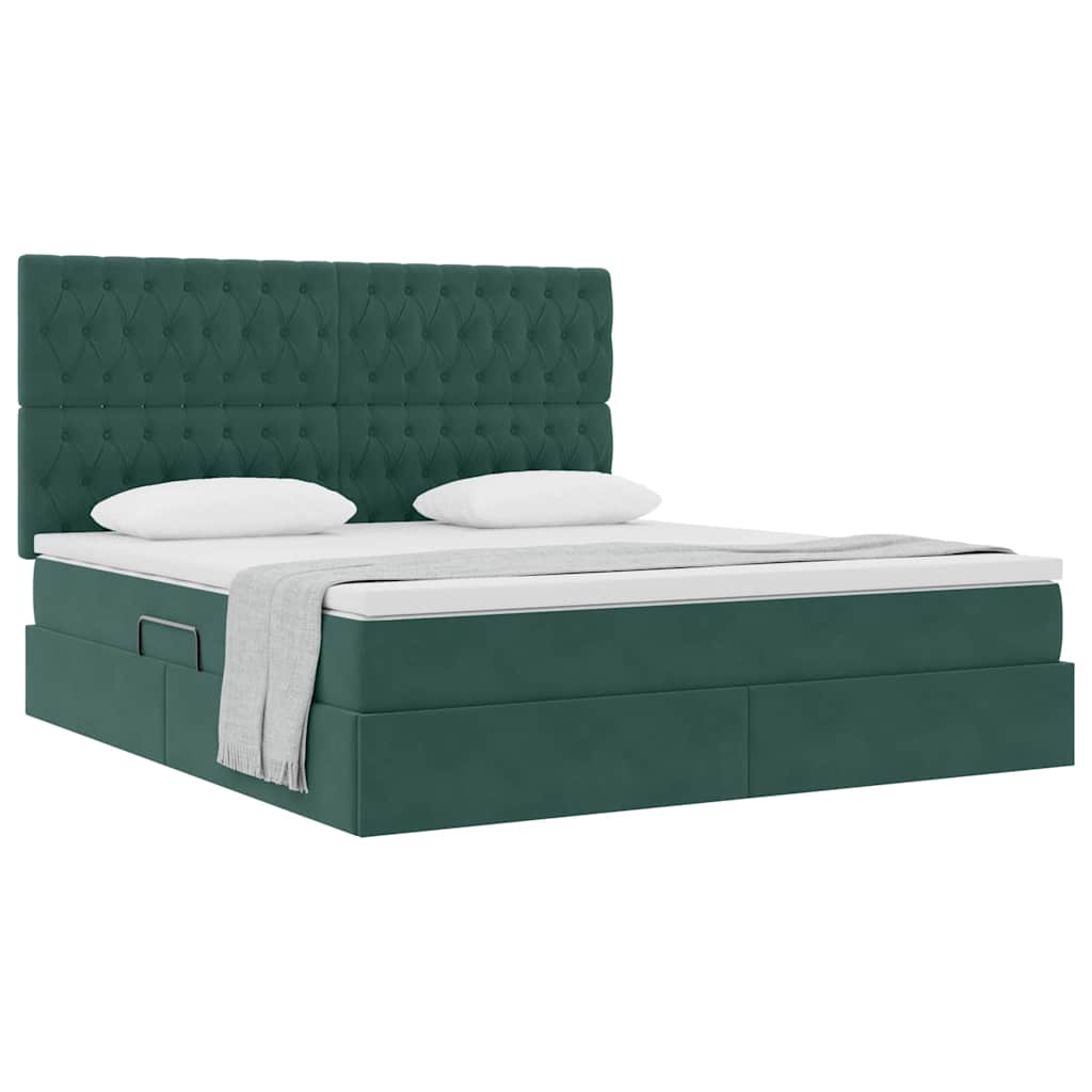 Letto con contenitore e materasso Verde Scuro 180 x 200 cm | homemem39