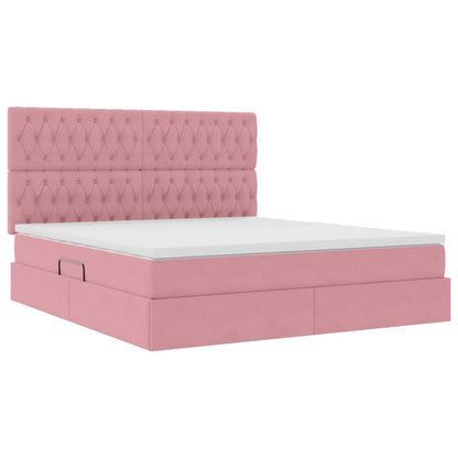 Letto con contenitore e materasso Rosa 180 x 200 cm Velluto | homemem39