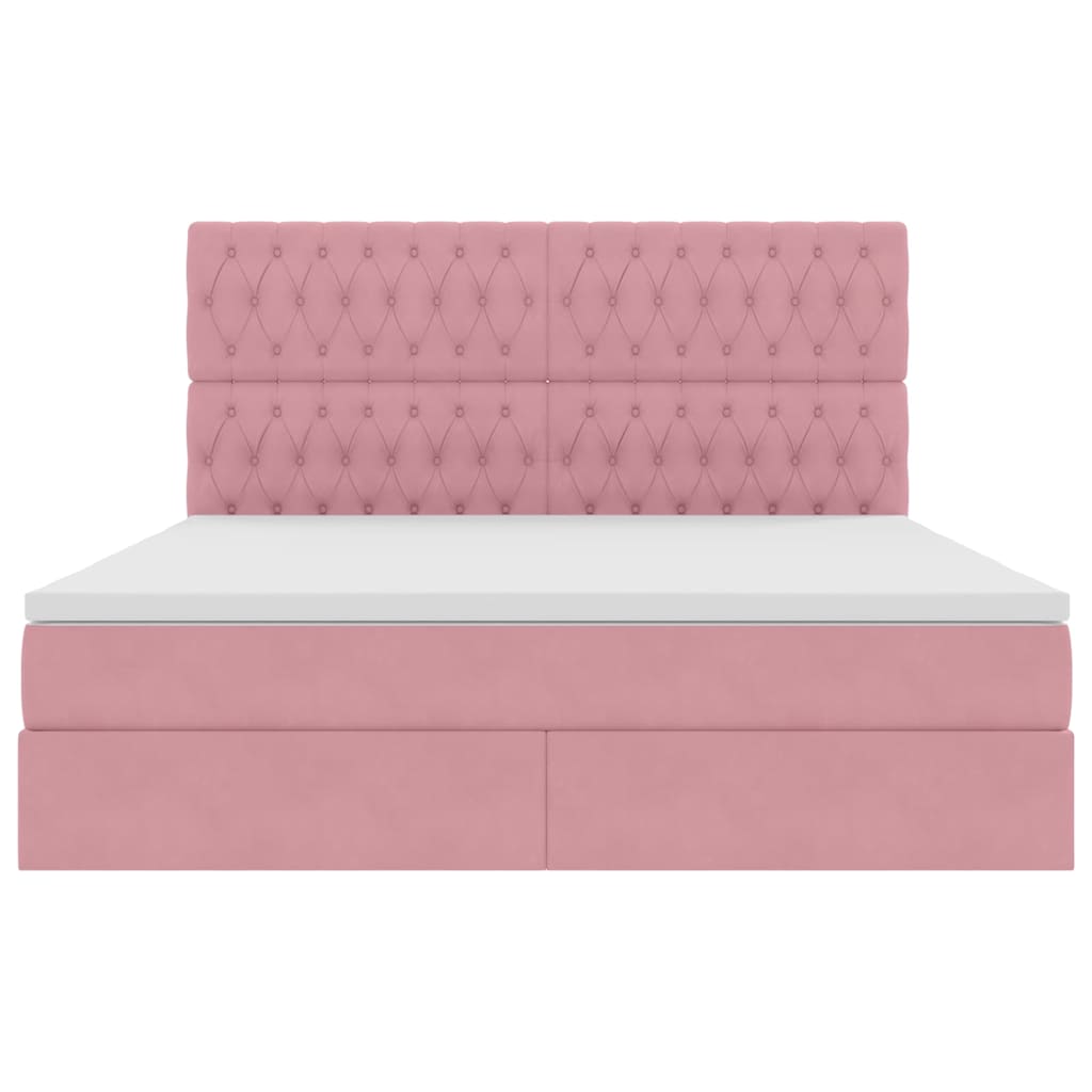 Letto con contenitore e materasso Rosa 180 x 200 cm Velluto | homemem39