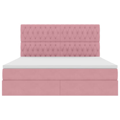 Letto con contenitore e materasso Rosa 180 x 200 cm Velluto | homemem39