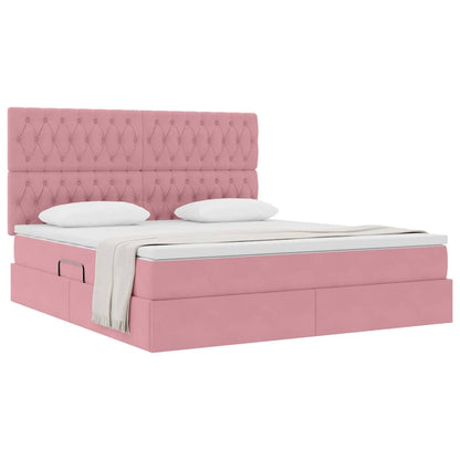 Letto con contenitore e materasso Rosa 180 x 200 cm Velluto | homemem39