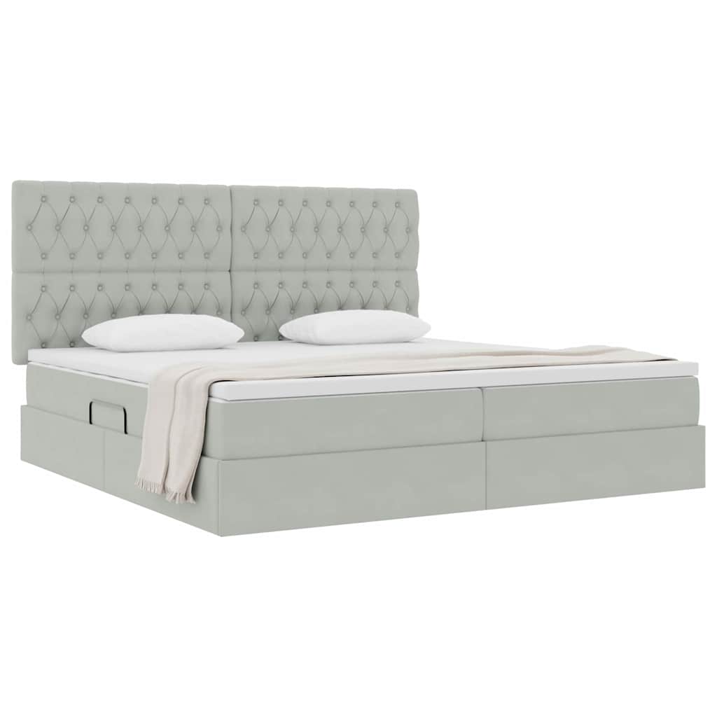 Letto con contenitore e materasso Grigio chiaro 200 x 200 cm | homemem39
