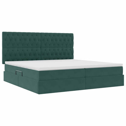 Letto con contenitore e materasso Verde Scuro 200 x 200 cm | homemem39