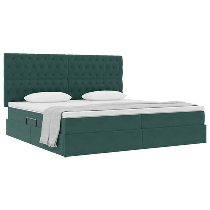 Letto con contenitore e materasso Verde Scuro 200 x 200 cm | homemem39