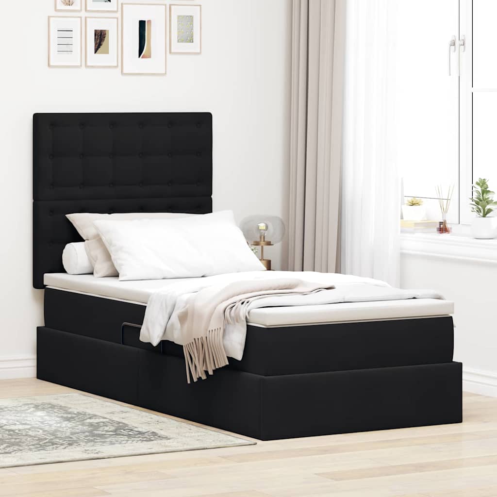 Letto con contenitore e materasso Nero 90 x 190 cm Velluto | homemem39