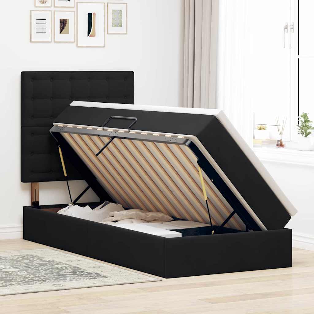 Letto con contenitore e materasso Nero 90 x 190 cm Velluto | homemem39