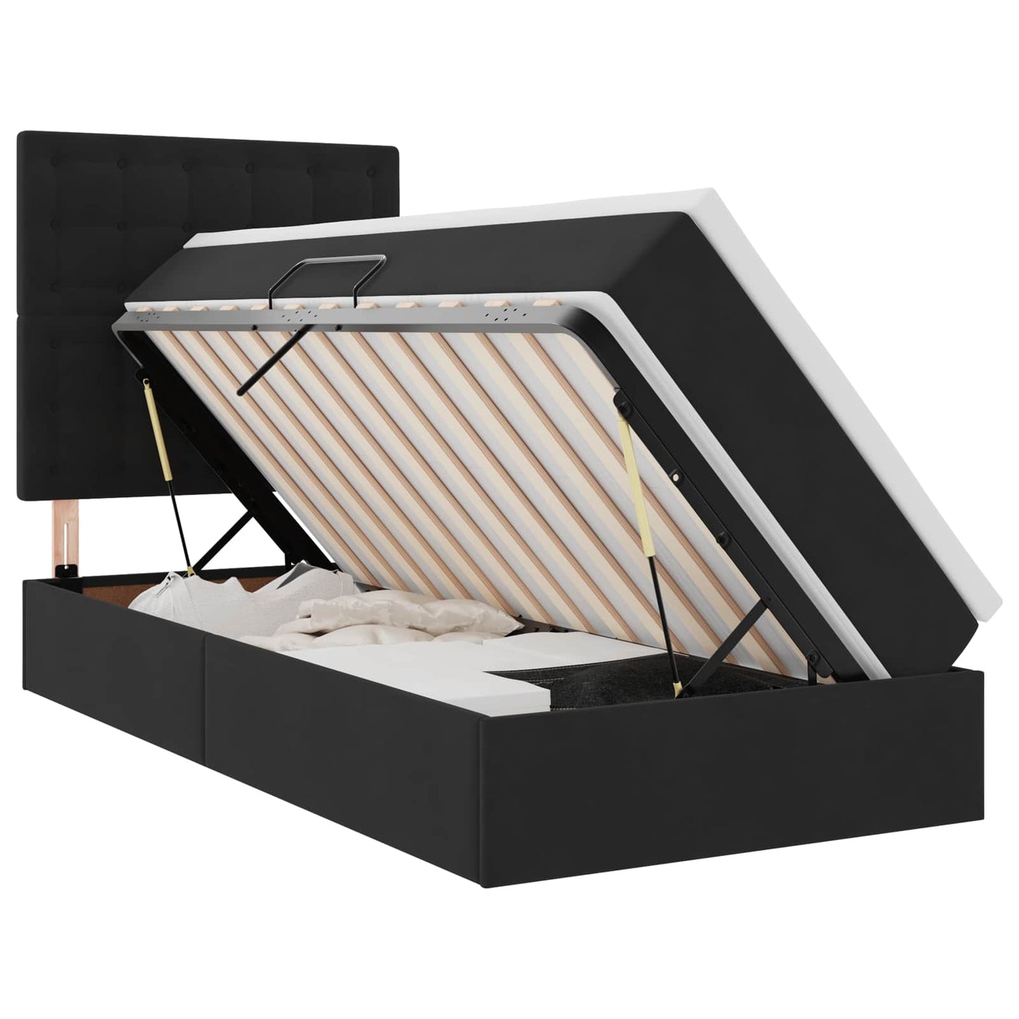 Letto con contenitore e materasso Nero 90 x 190 cm Velluto | homemem39