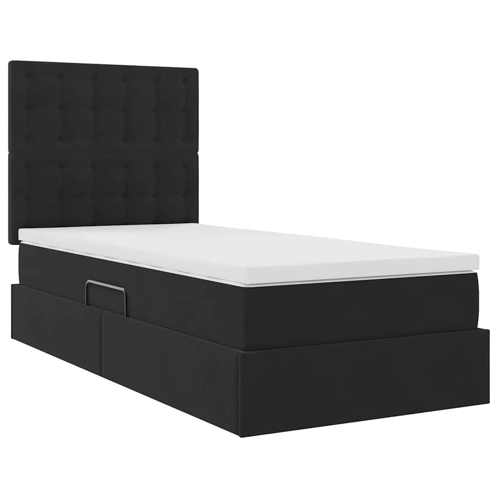 Letto con contenitore e materasso Nero 90 x 190 cm Velluto | homemem39