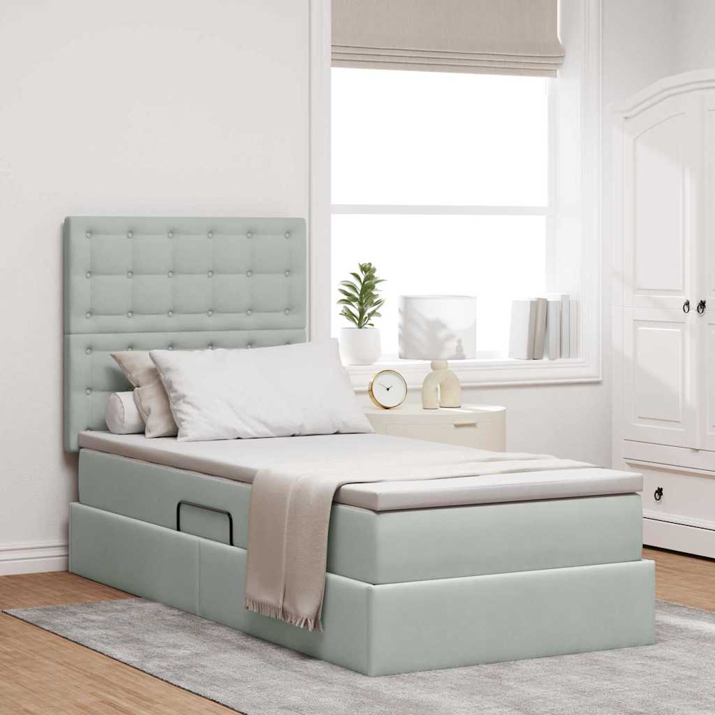 Letto con contenitore e materasso Grigio chiaro 90 x 200 cm | homemem39
