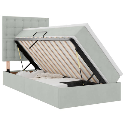 Letto con contenitore e materasso Grigio chiaro 90 x 200 cm | homemem39