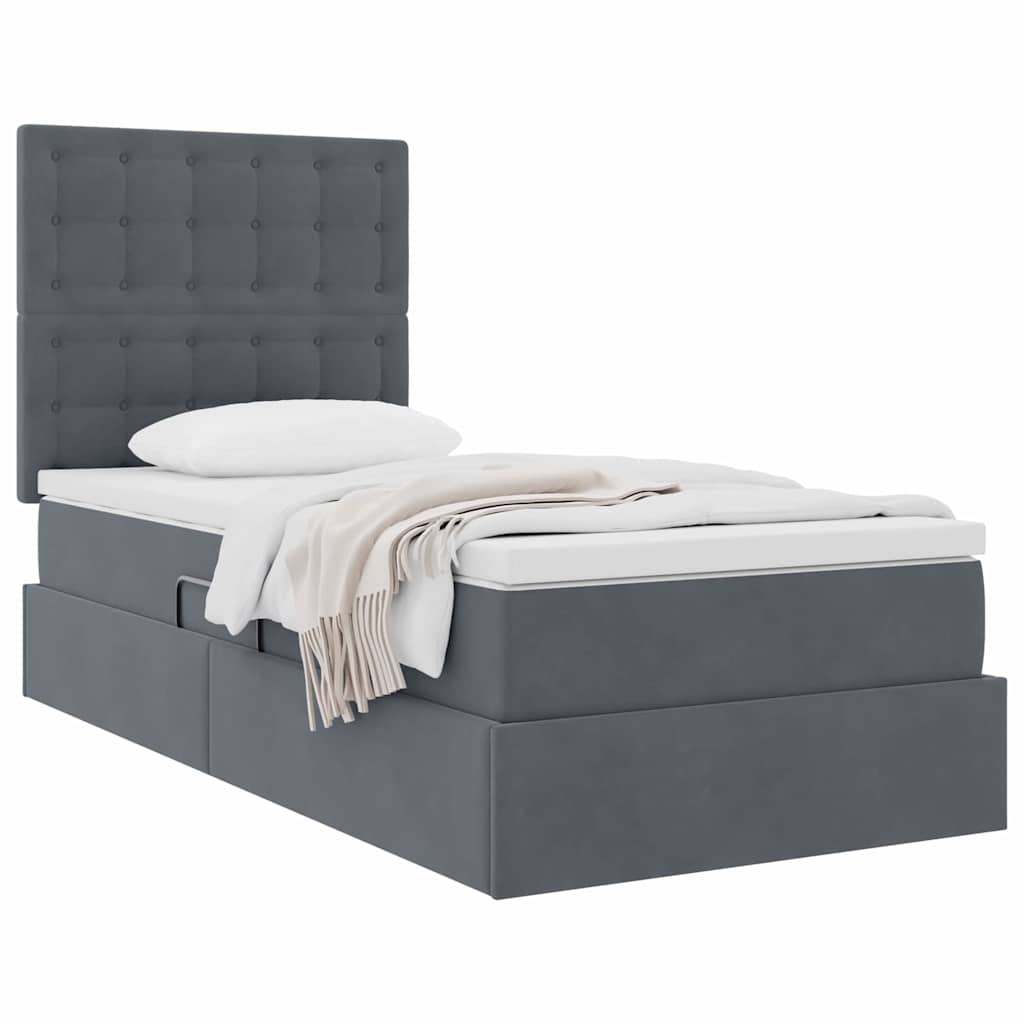 Letto con contenitore e materasso Grigio scuro 90 x 200 cm | homemem39