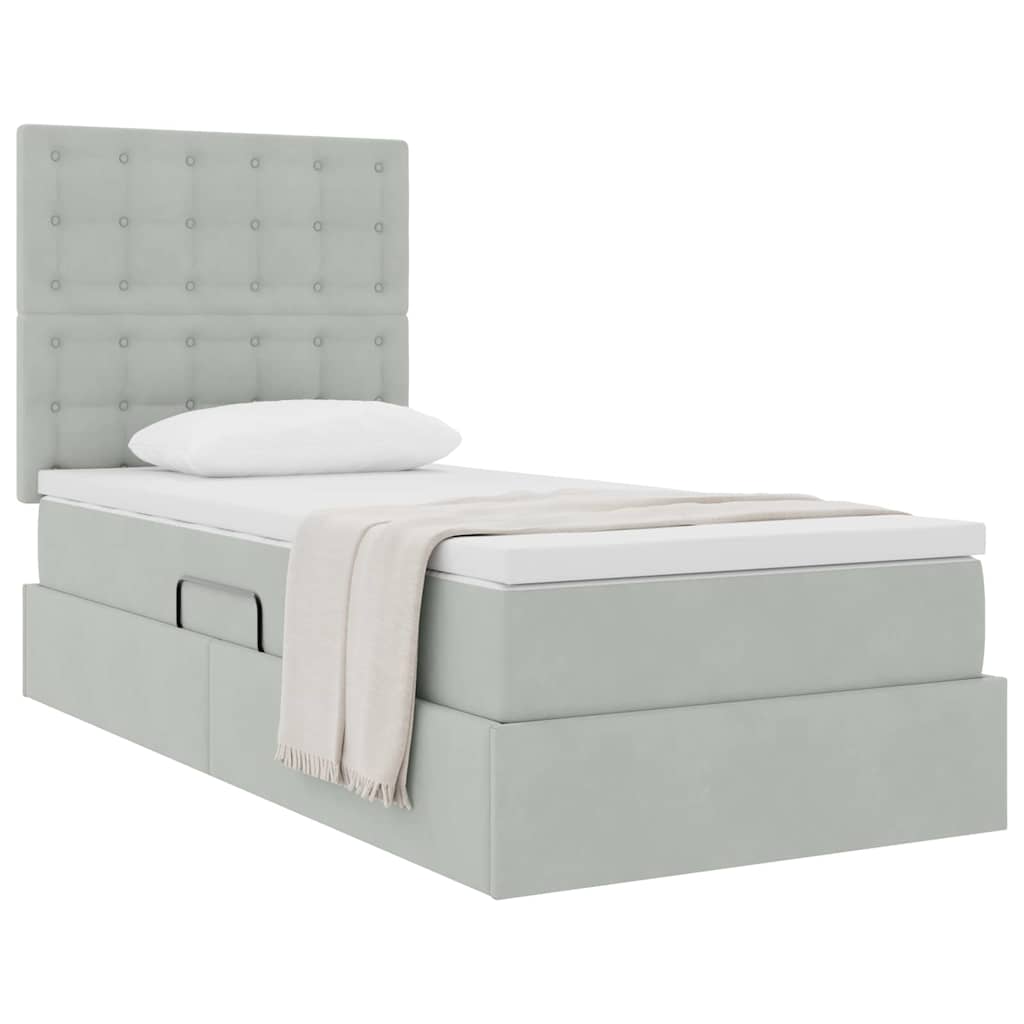 Letto con contenitore e materasso Grigio chiaro 100 x 200 cm | homemem39