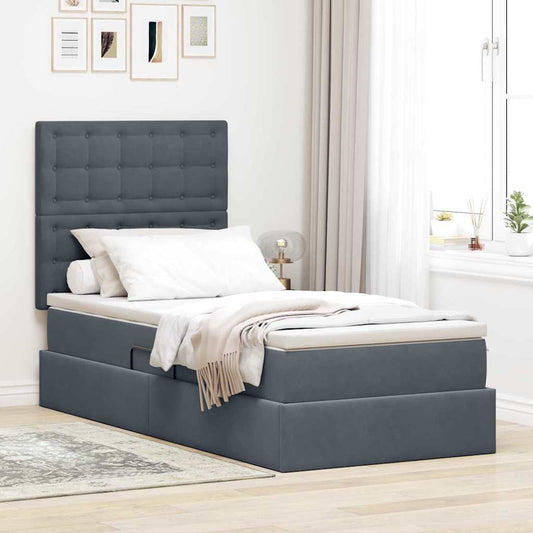 Letto con contenitore e materasso Grigio scuro 100 x 200 cm | homemem39
