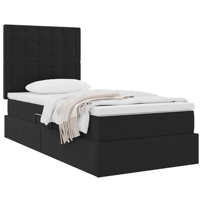 Letto con contenitore e materasso Nero 100 x 200 cm Velluto | homemem39