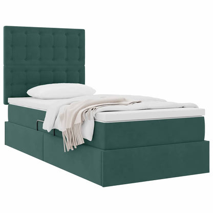 Letto con contenitore e materasso Verde Scuro 100 x 200 cm | homemem39