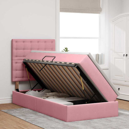 Letto con contenitore e materasso Rosa 100 x 200 cm Velluto | homemem39