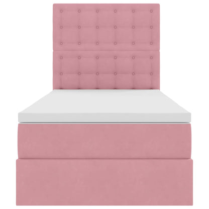 Letto con contenitore e materasso Rosa 100 x 200 cm Velluto | homemem39