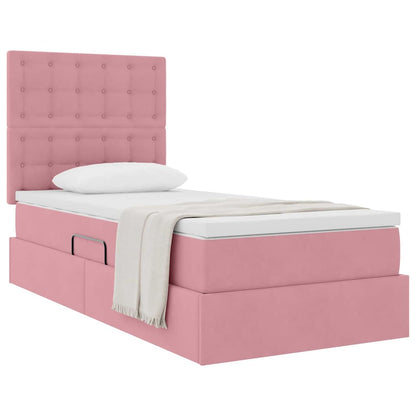 Letto con contenitore e materasso Rosa 100 x 200 cm Velluto | homemem39