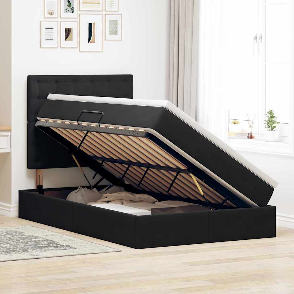 Letto con contenitore e materasso Nero 120 x 200 cm Velluto | homemem39