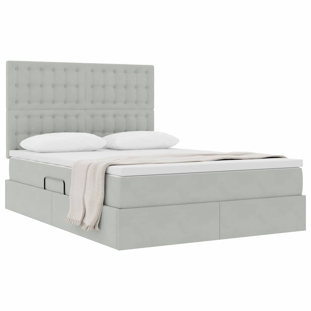 Letto con contenitore e materasso Grigio chiaro 140 x 190 cm | homemem39
